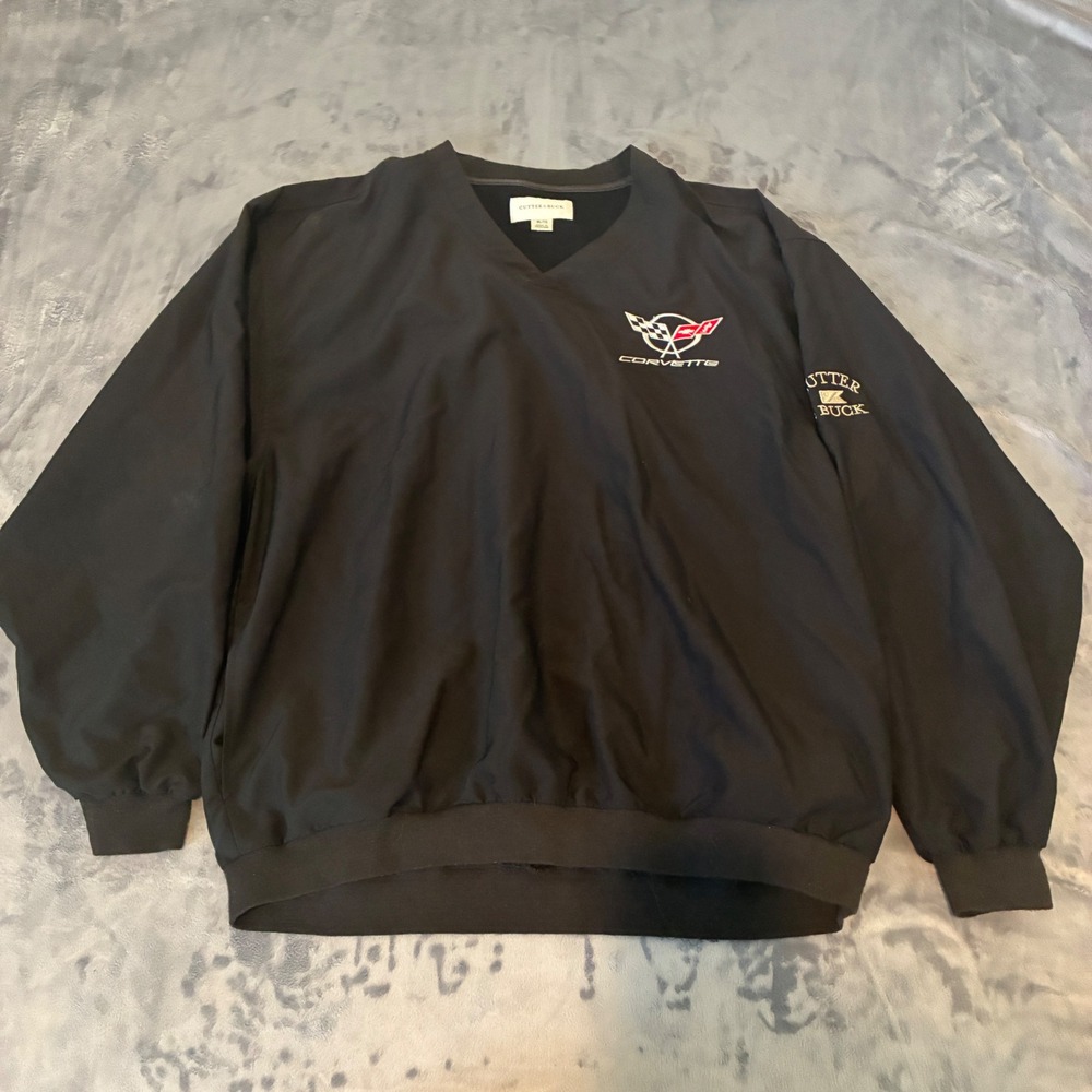 Cutter & Buck Windbreaker Mens XL Black Corvette Pullover V-Neck CB1244-10